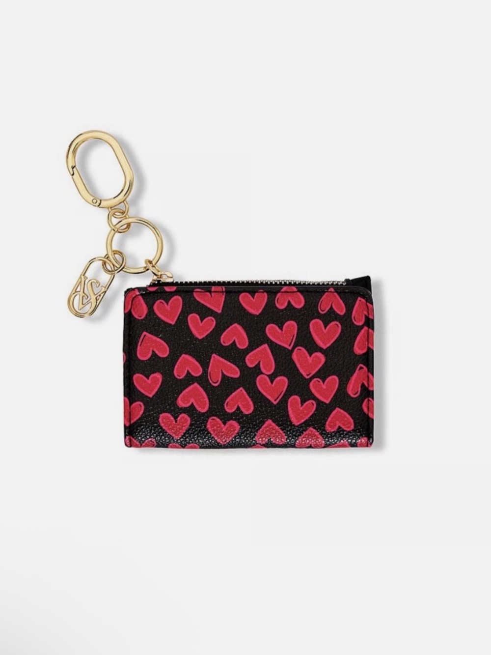 VS heart Card holder  with Red Heart Print and Gold Keyring